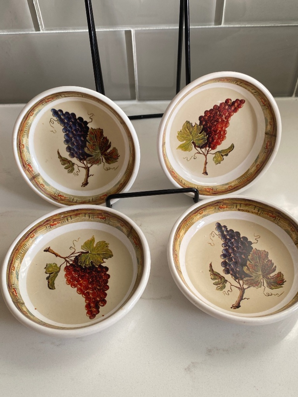 Cypress Home Grape Oil/Sauce Mini Dipping Bowl Set Of 4 Red/Purple